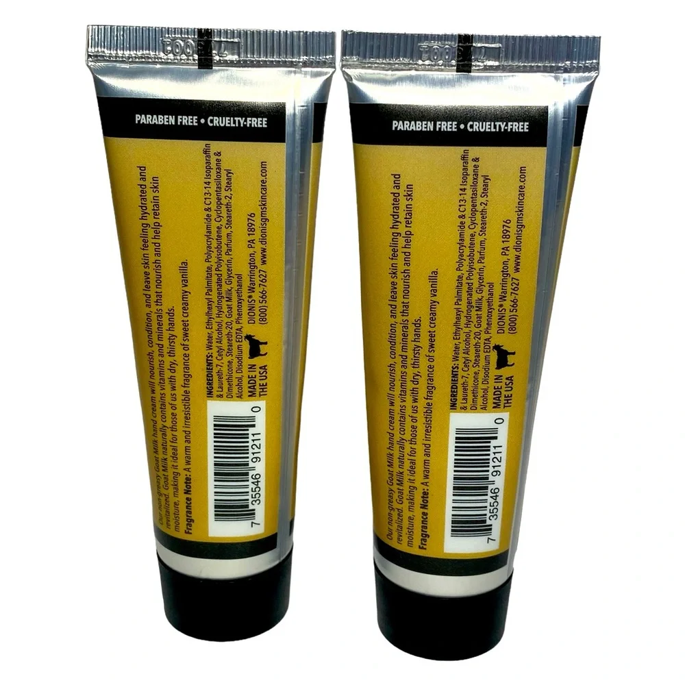 DIONIS GOAT MILK‎ SKINCARE Vanilla Bean HAND CREAM 1 OZ x2